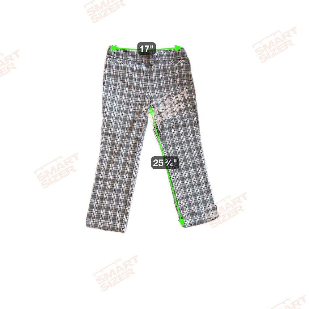 Kim Rogers Womens Plaid Pull On Dress Pants Black White Gray Straight Leg 14S - Picture 14 of 14